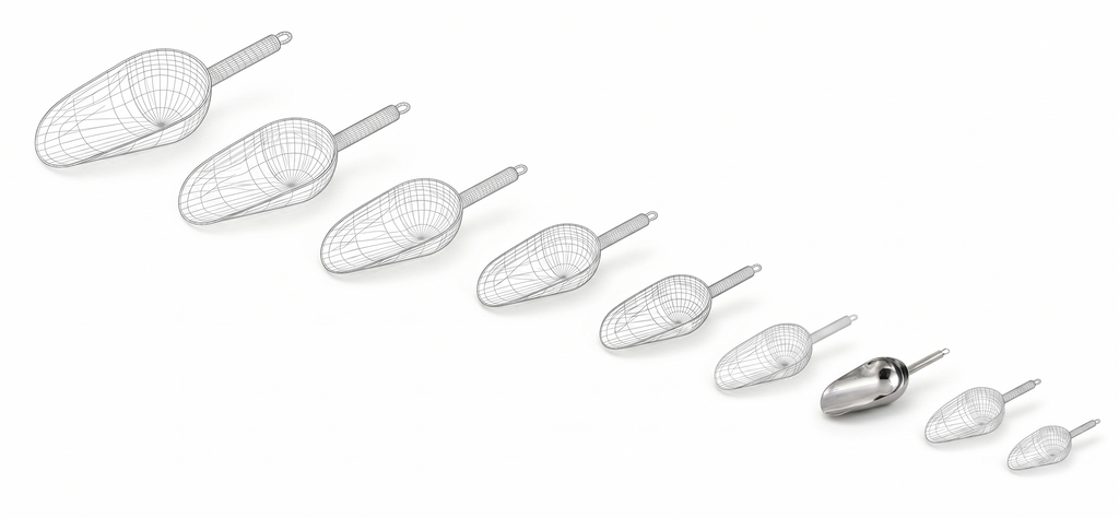 Round stainless steel 18/8 food scoop 150 ml