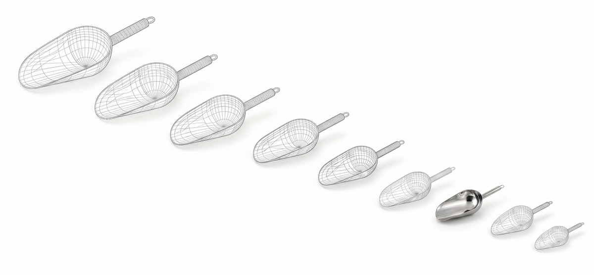 Round stainless steel 18/8 food scoop 150 ml