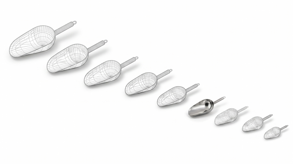 Round stainless steel 18/8 food scoop 250 ml